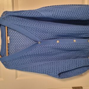 Lightweight For Summer, Blue Button-Up Knit Cardigan NWT